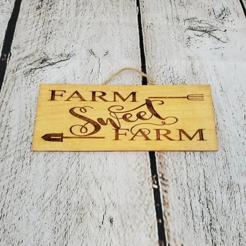Farm Sweet Farm 3x7in Wood Sign